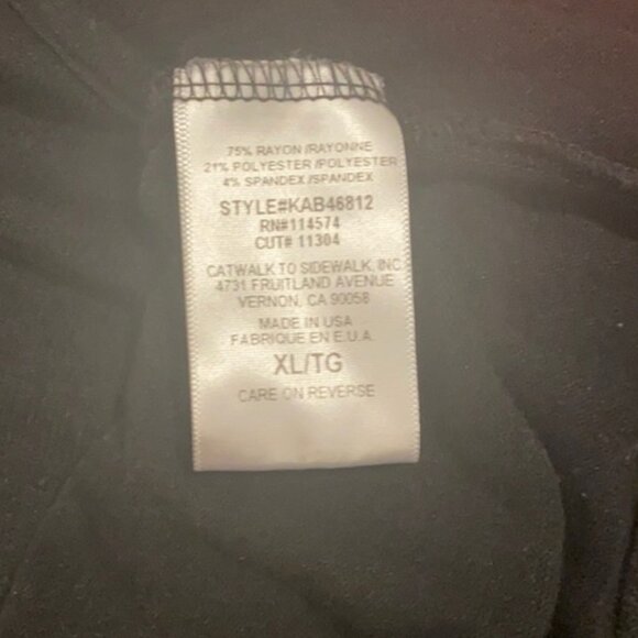 Pleione Black Rayon Cold Shoulder Ruffle Top size XL - Picture 6 of 7